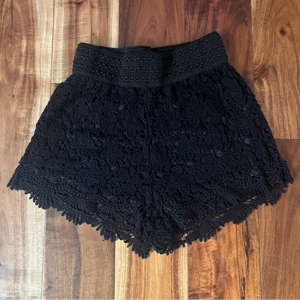 Black Crocheted Lace Shorts